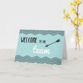 Carte Bienvenue dans l'équipe, Employé, Turquoise avec C (Fleur jaune)