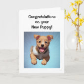 Carte Bienvenue dans votre nouveau chien chiot (Fleur jaune)