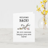 Carte Bienvenue de retour, Funny Cat Card (Fleur jaune)