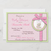 Carte bienvenue d'invitation de fille d'ours (Dos)