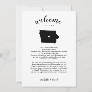 Carte Bienvenue en Iowa | Lettre Mariage et itinéraire