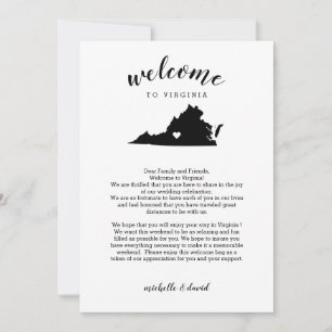Carte Bienvenue en Virginie Lettre Mariage et itinérai