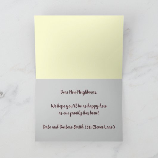 Carte Bienvenue modifiable dans le quartier (Intérieur)