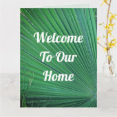 Carte Bienvenue Notre Maison Beach Maison Tropical Palm  (Fleur jaune)