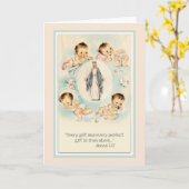 Carte Bienvenue Nouveau bébé garçon ou fille religieuse  (Fleur jaune)