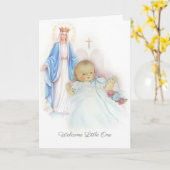 Carte Bienvenue Nouveau bébé garçon ou fille religieuse (Fleur jaune)