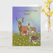 Carte Bienvenue petit cerf (Fleur jaune)