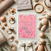 Carte Bienvenue Petite dame rose bébé fille
