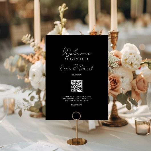 Carte Bienvenue QR Code Black Mariage Galerie