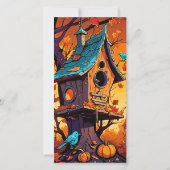 Carte Bienvenue Retour Enseignants Automne Birdhouse Sch (Dos)