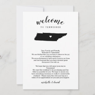 Carte Bienvenue Tennessee Mariage Lettre & Itinéraire