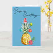 Carte Bienvenue tropicale de Noël à l'ananas (Fleur jaune)