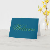Carte Bienvenue Vert Turquoise (Fleur jaune)