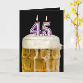 Carte Bière 45e anniversaire en noir (Fleur jaune)