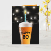 Carte Bière 80e anniversaire avec bougie (Fleur jaune)