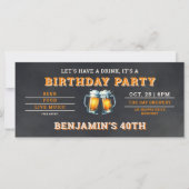 Carte Bière Brasserie à thème Hommes 40e anniversaire No (Devant)