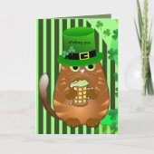 Carte Bière buvant le chat du jour de St Patrick (Devant)