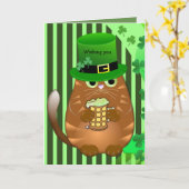 Carte Bière buvant le chat du jour de St Patrick (Fleur jaune)