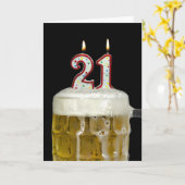 Carte Bière d'anniversaire 21 ans (Fleur jaune)