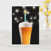 Carte Bière d'anniversaire avec bougie (Fleur jaune)