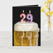 Carte Bière du 29e anniversaire en noir (Fleur jaune)