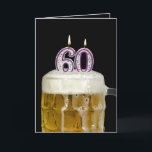 Carte Bière du 60e anniversaire<br><div class="desc">Lit les bougies d'anniversaire dans une tasse de bière pour 60 ans.</div>