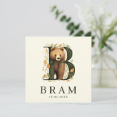 Carte Bière Monogram Garçon Animal de la Forêt Verte Nai (Debout devant)