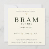 Carte Bière Monogram Garçon Animal de la Forêt Verte Nai (Dos)