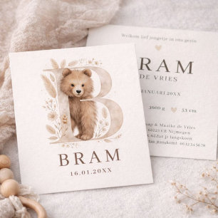 Carte Biére Monogram Neutraaal Jeune Garçon Animal de la