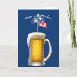 Carte Bière Patriotique D'Anniversaire Avec Éperviers