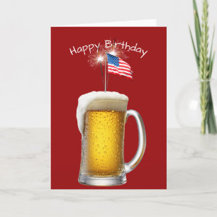 Carte Bière Patriotique D'Anniversaire Avec Éperviers