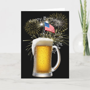 Carte Bière Patriotique D'Anniversaire Avec Éperviers
