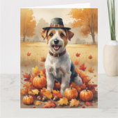 Carte Biewer Terrier À L'Automne Laisse L'Art Thanksgivi (Devant)