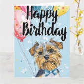 Carte Biewer Terrier avec ballons (Fleur jaune)