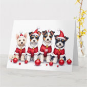 Carte Biewer Terrier Christmas Dress Santa Hat (Fleur jaune)