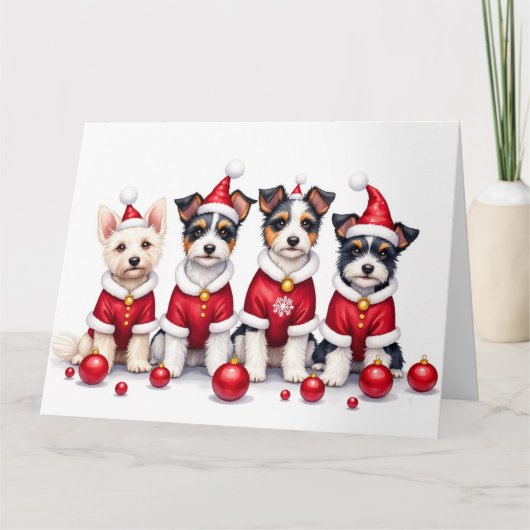 Carte Biewer Terrier Christmas Dress Santa Hat (Devant)