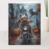 Carte Biewer Terrier équitation Moto Halloween Effrayer (Devant)