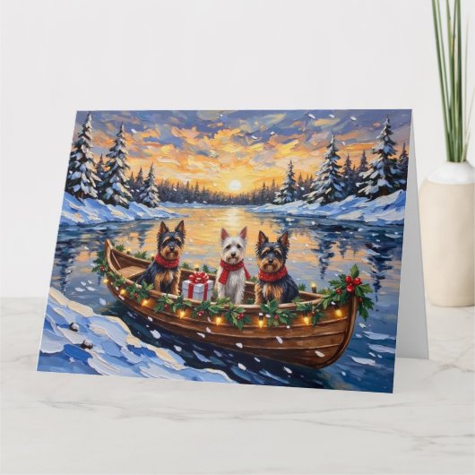 Carte Biewer Terrier Noël Bateau Vacances (Devant)