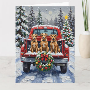 Carte Biewer Terrier Noël Camion Rouge Fêtes