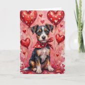 Carte Biewer Terrier Saint-Valentin Chien aux Cœurs Roug (Devant)