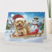 Carte Biewers Terrier Chien dans Sleigh neige Noël (Devant)