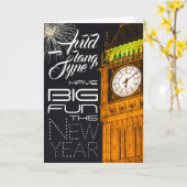 Carte Big Ben à Londres, voeux du Nouvel An (Fleur jaune)