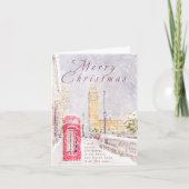 Carte Big Ben and red telephone booth in snow (Devant)