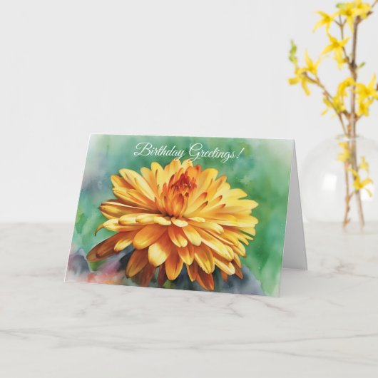 Carte Big Blooming Mum Chrysanthemum Art Anniversaire (Fleur jaune)