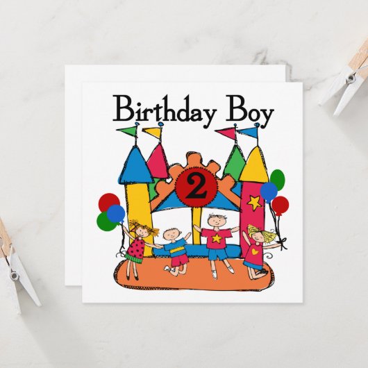 Carte Big Bounce Boy 2nd Birthday Tshirts et cadeaux (Devant/Arrière en situation)