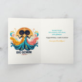 Carte Big Gemini Energy Afro déesse Zodiac Anniversaire (Intérieur)