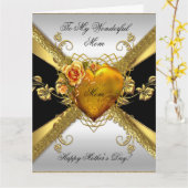 Carte Big Happy Mother's Day Rose Gold Heart Ajouter la (Fleur jaune)