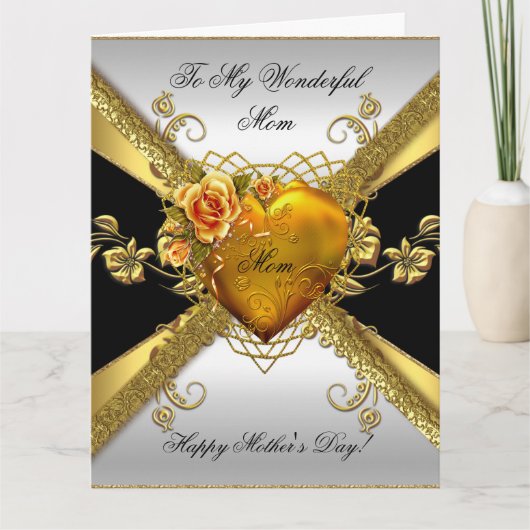 Carte Big Happy Mother's Day Rose Gold Heart Ajouter la (Devant)
