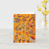 Carte Big Japanese Circus woodblock print (Fleur jaune)