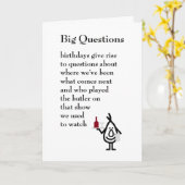 Carte Big Questions - un drôle de poème d'anniversaire (Fleur jaune)